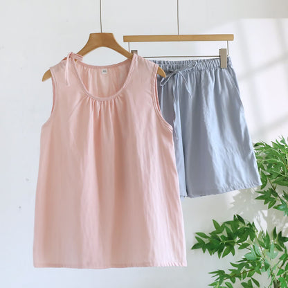 Pyjama sans manches en gaze de coton double épaisseur - Rose et bleu - XL - image 7