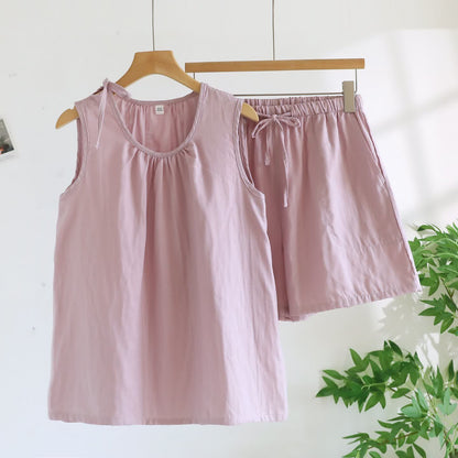 Pyjama sans manches en gaze de coton double épaisseur - violet clair - XL - image 5