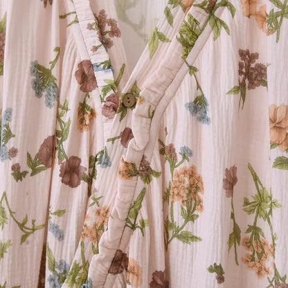 Peignoir en gaze de coton à motif floral et col à volants - image 4