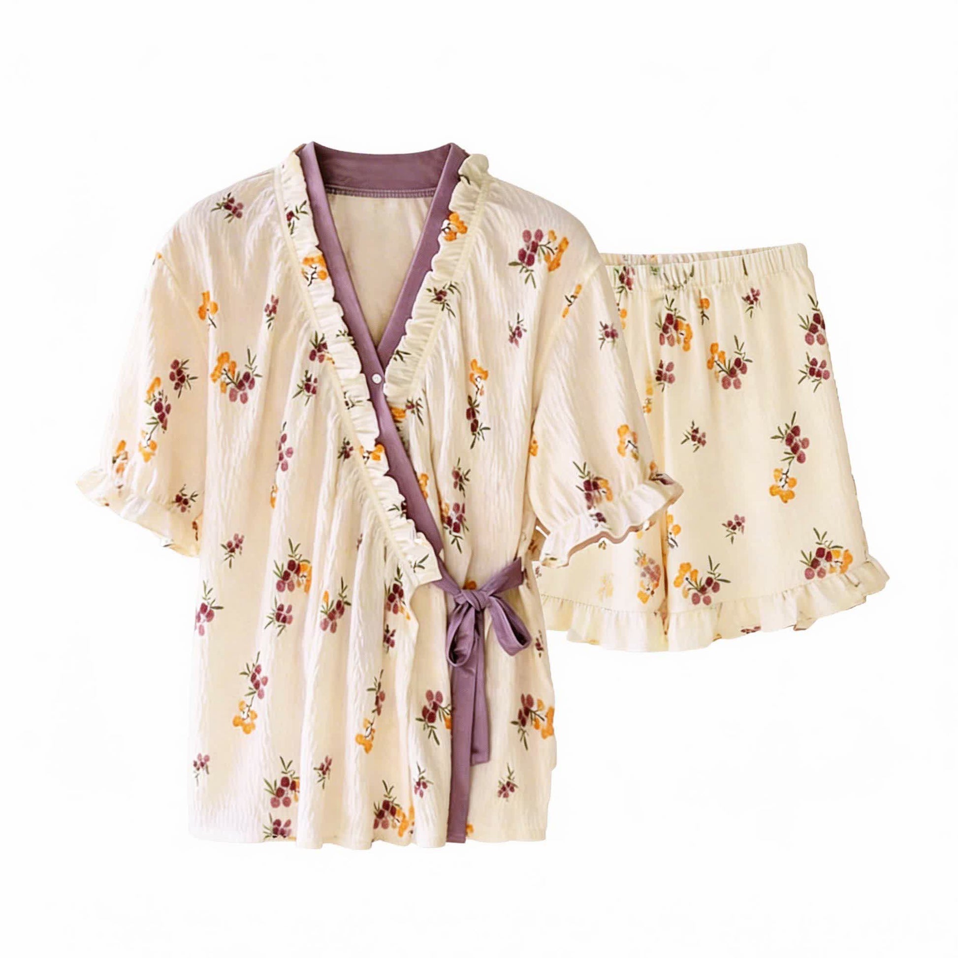 Ensemble pyjama rustique à manches à volants dans des tons de baies - image 5