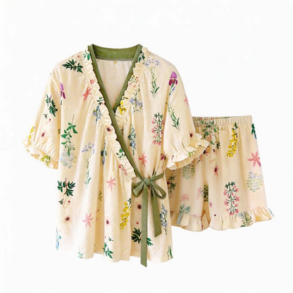 Pyjama à motifs d'hortensias et manches à volants - image 5