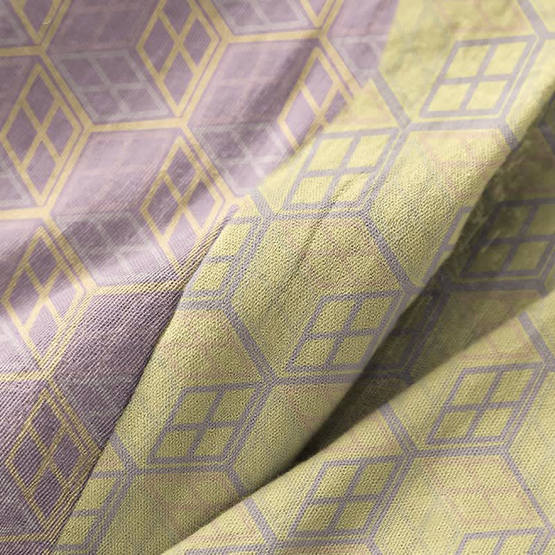 Peignoir en coton à motif hexagonal géométrique, confectionné à partir d'un tissu en coton double couche. - image 5