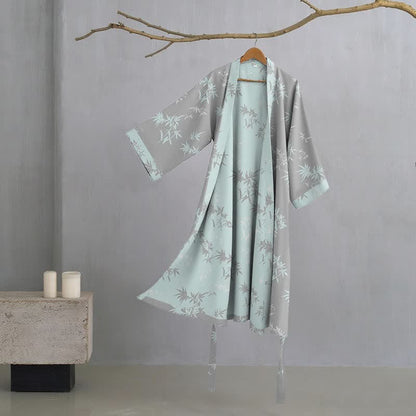 Peignoir élégant en coton de bambou (double gaze) - Gris - XL - image 0