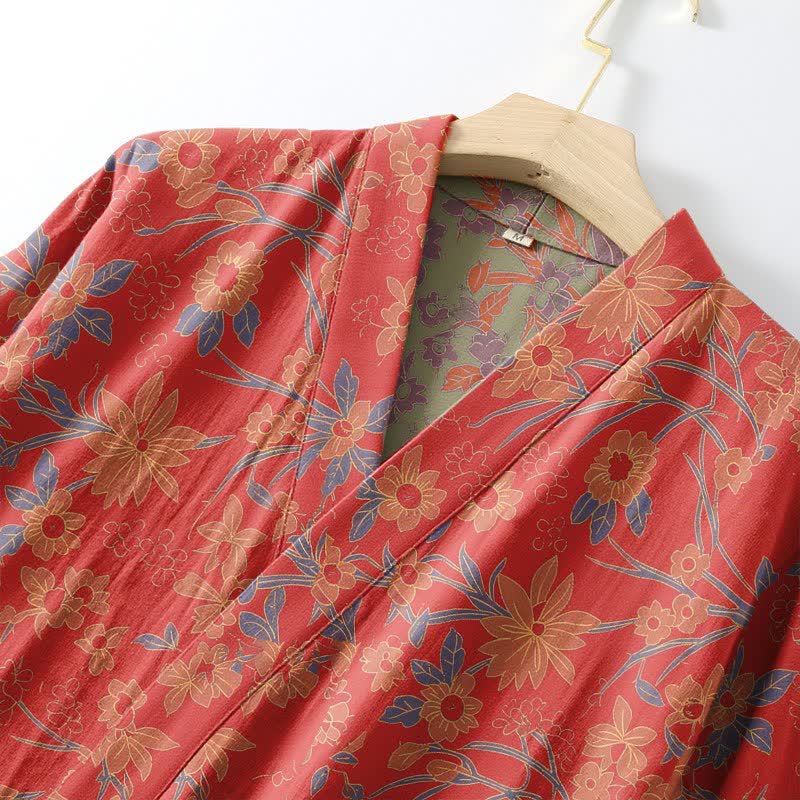 Peignoir vintage en jacquard de coton rustique à motifs floraux - image 4