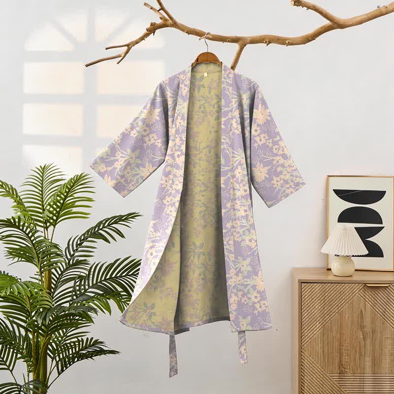 Peignoir vintage en jacquard de coton rustique à motifs floraux - image 15