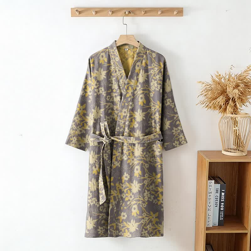 Peignoir vintage en jacquard de coton rustique à motifs floraux - image 23