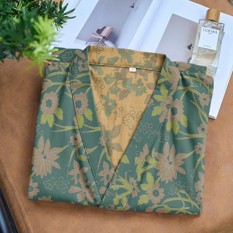 Peignoir vintage en jacquard de coton rustique à motifs floraux - image 10