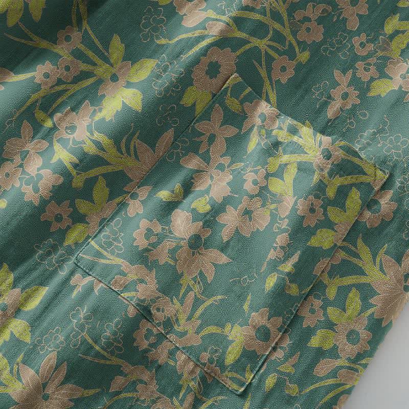 Peignoir vintage en jacquard de coton rustique à motifs floraux - image 13
