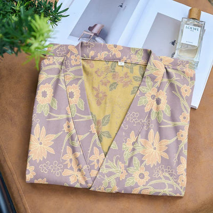Peignoir vintage en jacquard de coton rustique à motifs floraux - image 17