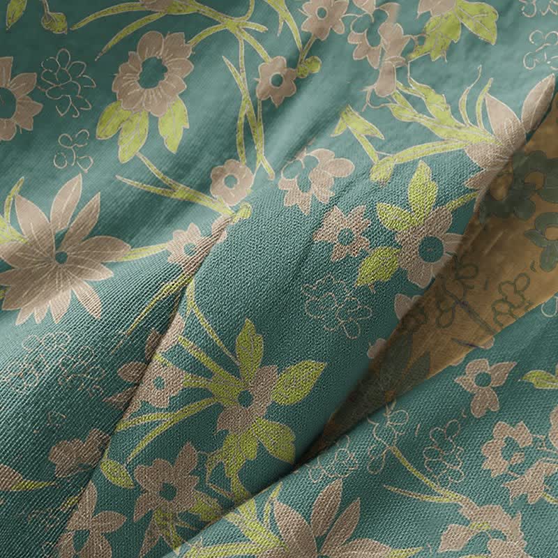 Peignoir vintage en jacquard de coton rustique à motifs floraux - image 12