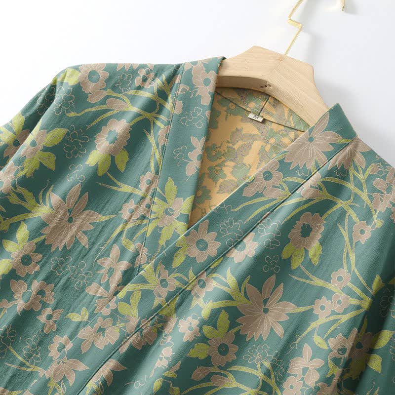 Peignoir vintage en jacquard de coton rustique à motifs floraux - image 11
