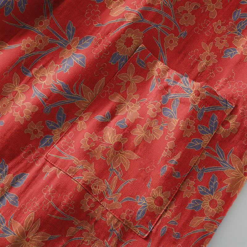Peignoir vintage en jacquard de coton rustique à motifs floraux - image 5