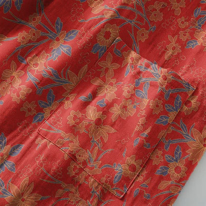 Peignoir vintage en jacquard de coton rustique à motifs floraux - image 5