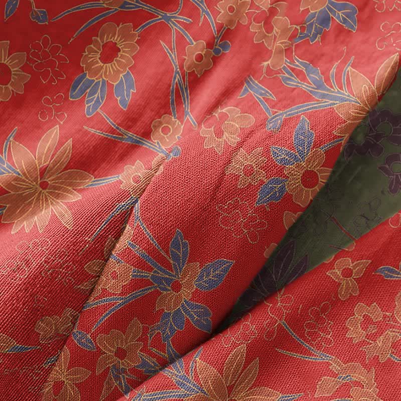 Peignoir vintage en jacquard de coton rustique à motifs floraux - image 6