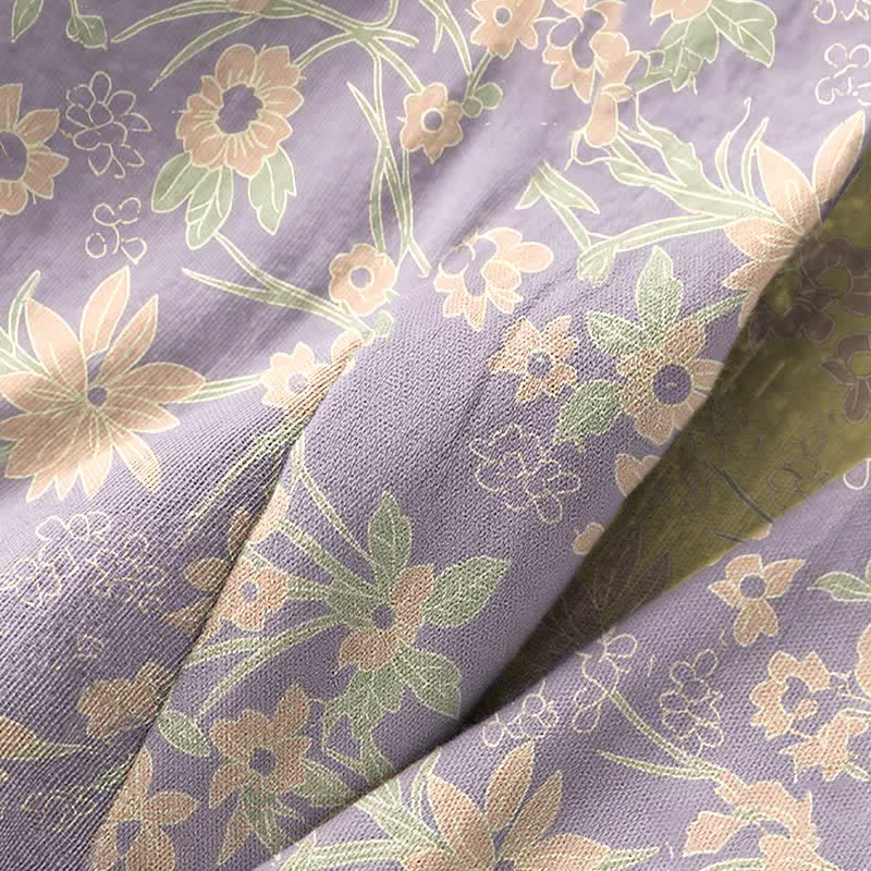 Peignoir vintage en jacquard de coton rustique à motifs floraux - image 19