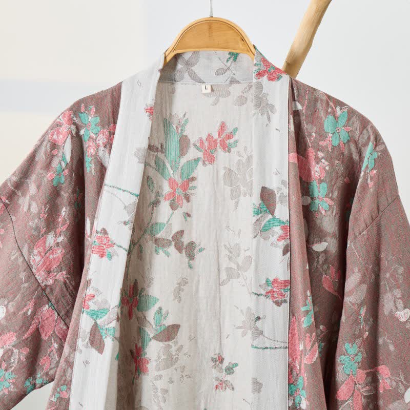 Peignoir de style kimono en gaze de coton à motif floral vintage - image 2