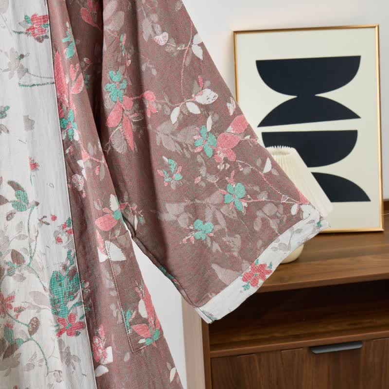 Peignoir de style kimono en gaze de coton à motif floral vintage - image 4