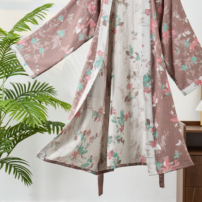 Peignoir de style kimono en gaze de coton à motif floral vintage - image 3