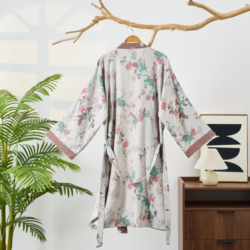 Peignoir de style kimono en gaze de coton à motif floral vintage - image 8