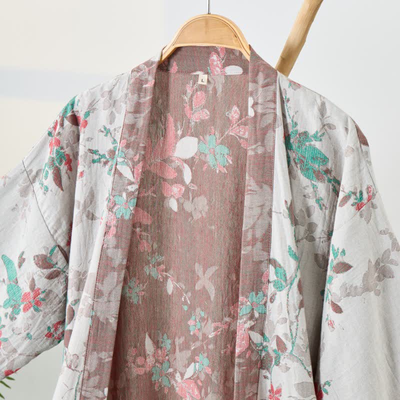 Peignoir de style kimono en gaze de coton à motif floral vintage - image 9