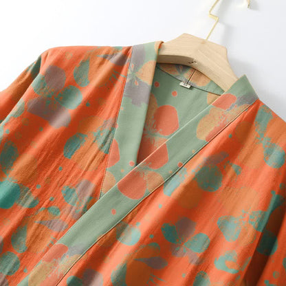 Peignoir de style kimono en gaze de coton à motifs floraux artistiques - image 4