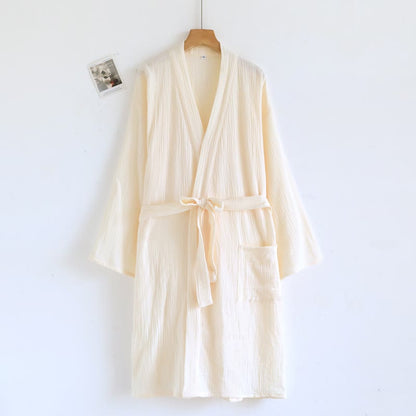 Peignoir minimaliste en coton pour lui et elle - Femme : Beige - L - image 11