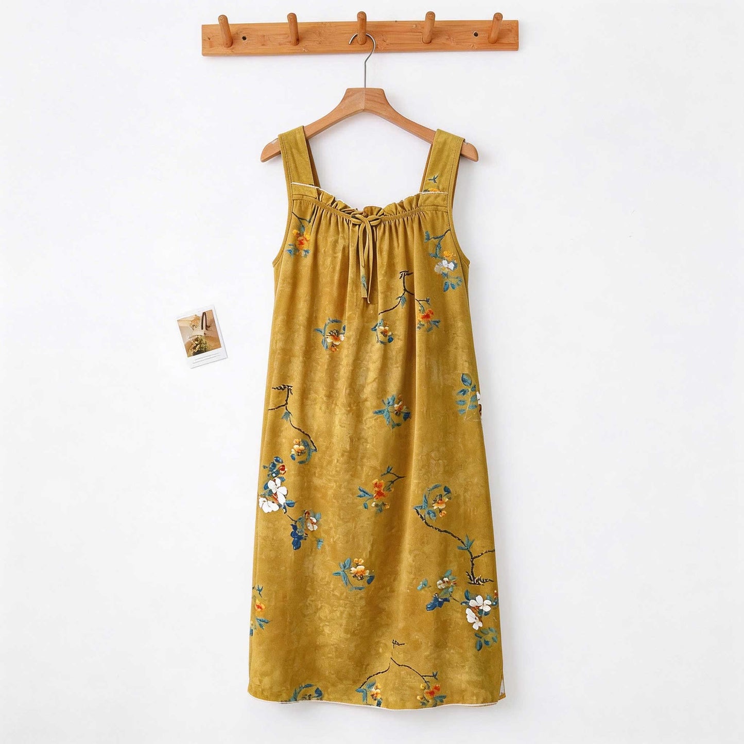 Chemise de nuit vintage sans manches, à col à volants fleuris - image 1