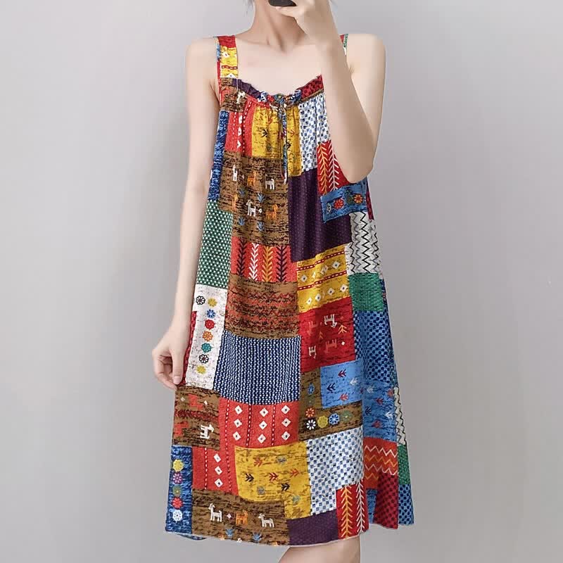 Chemise de nuit sans manches de style vintage à motifs variés - image 3