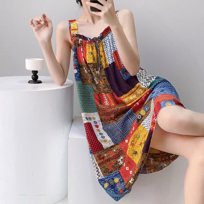 Chemise de nuit sans manches de style vintage à motifs variés - image 2