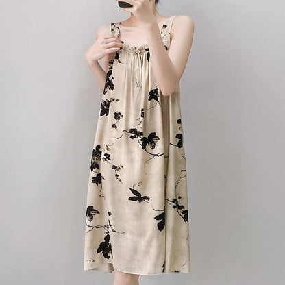 Chemise de nuit sans manches à motif floral et effet d'encre - image 6