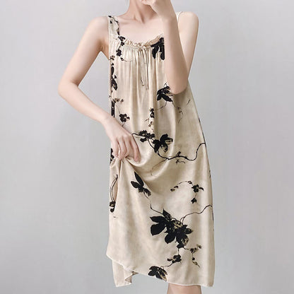 Chemise de nuit sans manches à motif floral et effet d'encre - image 5
