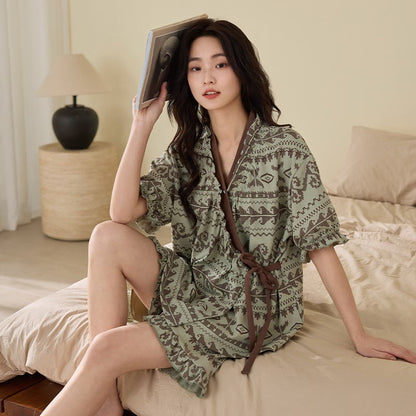 Ensemble pyjama style bohème avec manches à volants - image 1
