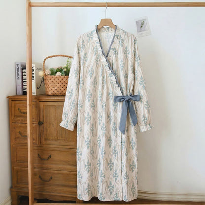Chemise de nuit à imprimé abstrait et à volants - Gris - 3XL - image 0