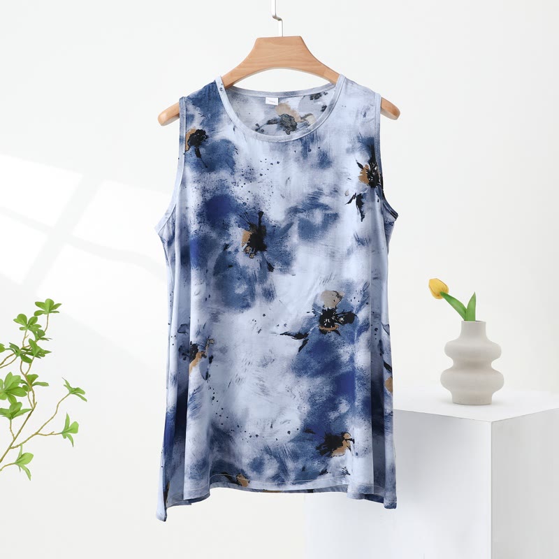 Ensemble pyjama en batik bleu composé d'un débardeur et d'un pantalon - image 4