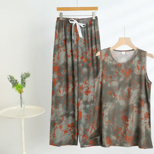 Ensemble pyjama composé d'un débardeur fleuri et d'un pantalon, par Artistic Branch - Gris - 5XL - image 0
