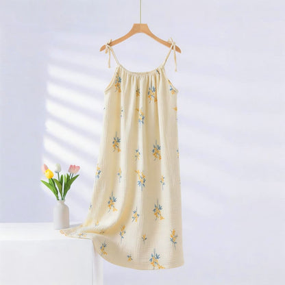 Chemise de nuit de style champêtre à motifs floraux - Beige - XXL - image 0