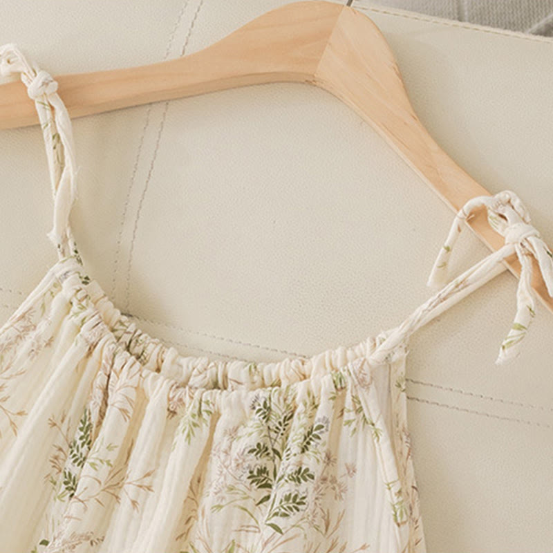 Chemise de nuit en coton à motif de feuilles champêtres fraîches - image 8