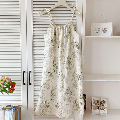 Chemise de nuit en coton à motif de feuilles champêtres fraîches - image 2