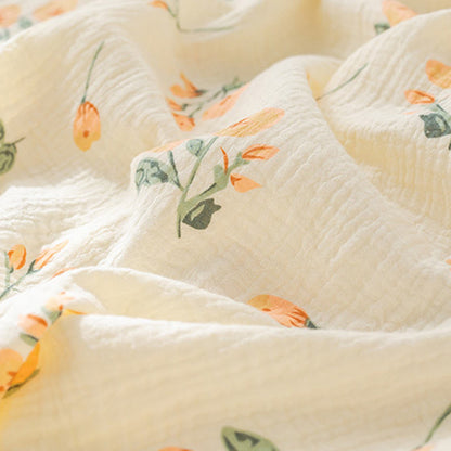 Chemise de nuit en gaze de coton orange à motif floral - image 3