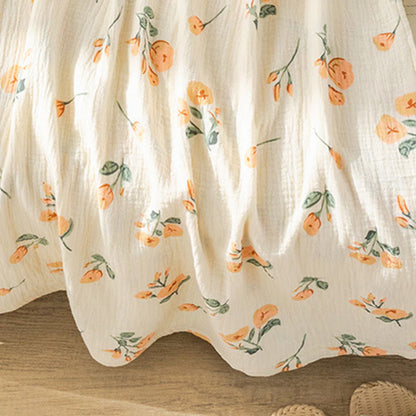 Chemise de nuit en gaze de coton orange à motif floral - image 4