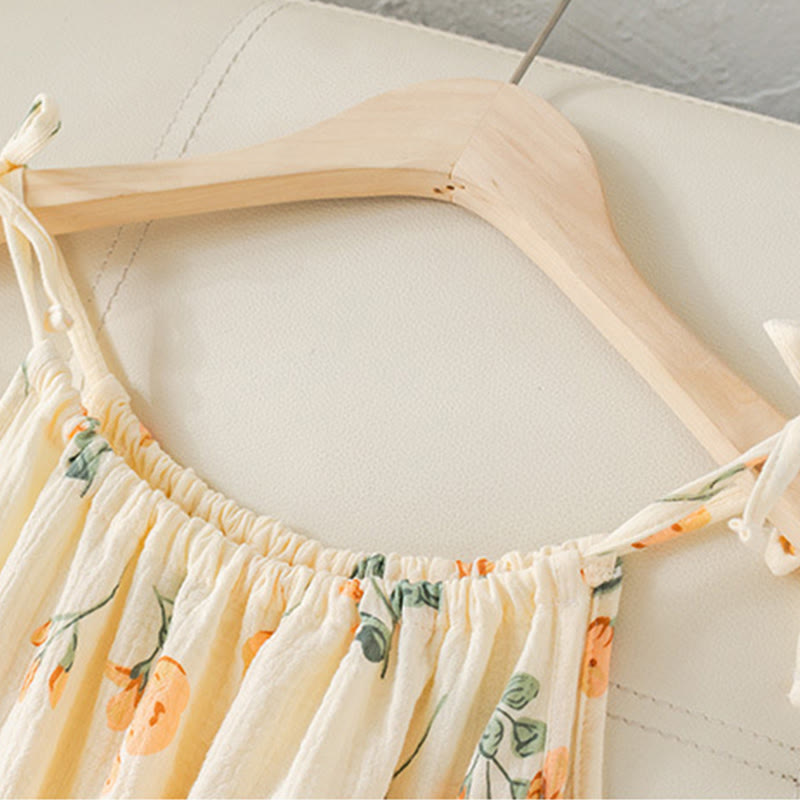 Chemise de nuit en gaze de coton orange à motif floral - image 2