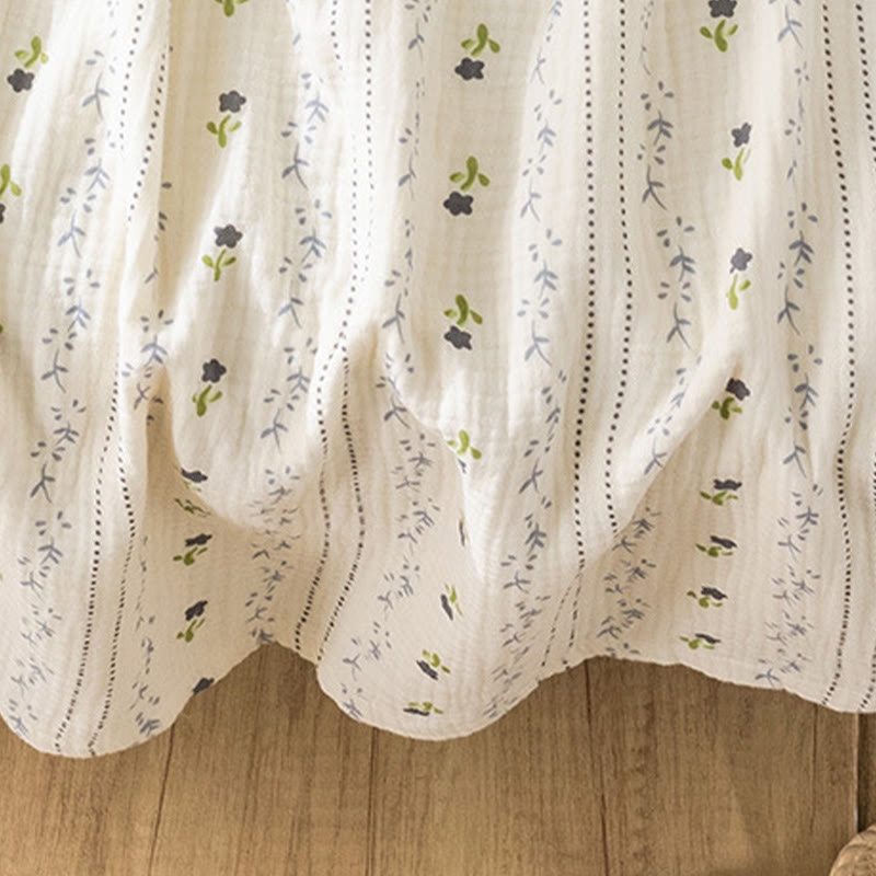 Chemise de nuit à fines bretelles rayée et fleurie en gaze de coton - image 8