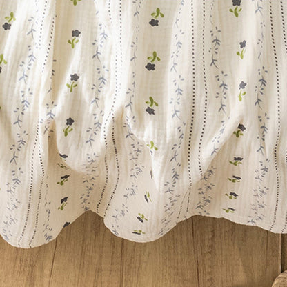 Chemise de nuit à fines bretelles rayée et fleurie en gaze de coton - image 8