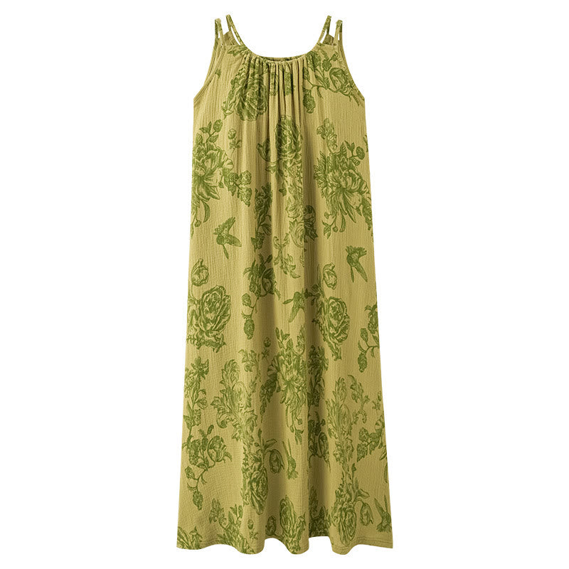 Chemise de nuit à bretelles vertes à fleurs en pur coton - image 10