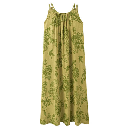 Chemise de nuit à bretelles vertes à fleurs en pur coton - image 10