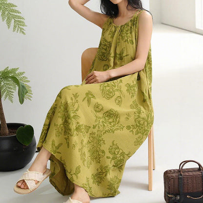 Chemise de nuit à bretelles vertes à fleurs en pur coton - image 3