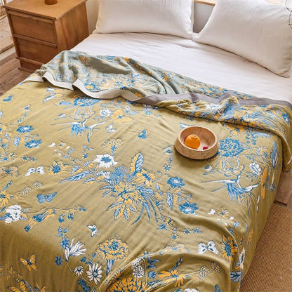 Couette en pur coton à motifs de papillons et de fleurs - 200 cm x 230 cm - image 0