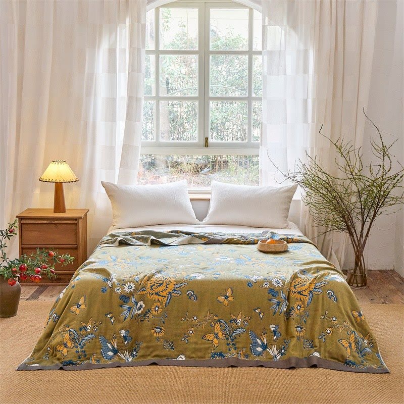 Couette en pur coton à motifs de papillons et de fleurs - image 1