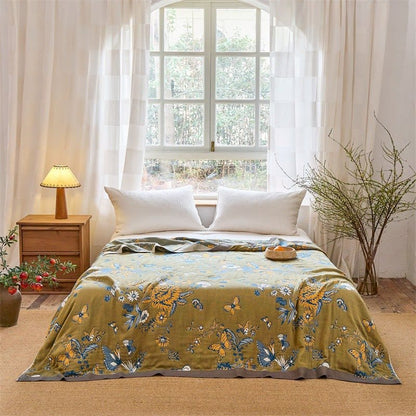 Couette en pur coton à motifs de papillons et de fleurs - image 1