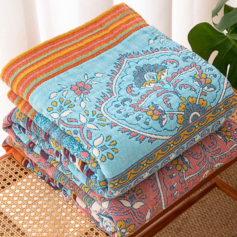 Couverture matelassée en coton à motif rayé rétro - image 4